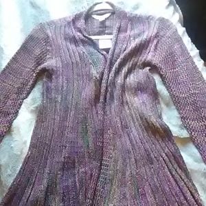 Long, open, cardigan